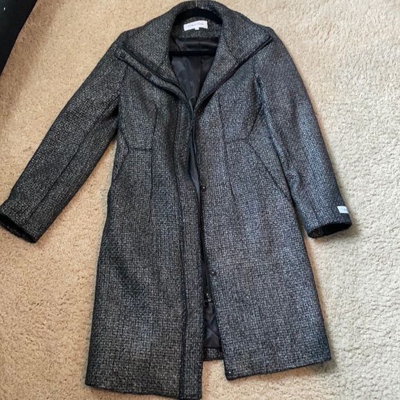 Beautiful long Calvin Klein coat size 4 gray - Picture 1 of 3